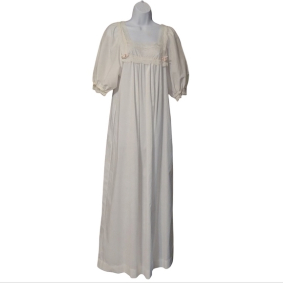 Christian Dior White Lace Trim Rosette Nightgown - Picture 1 of 5